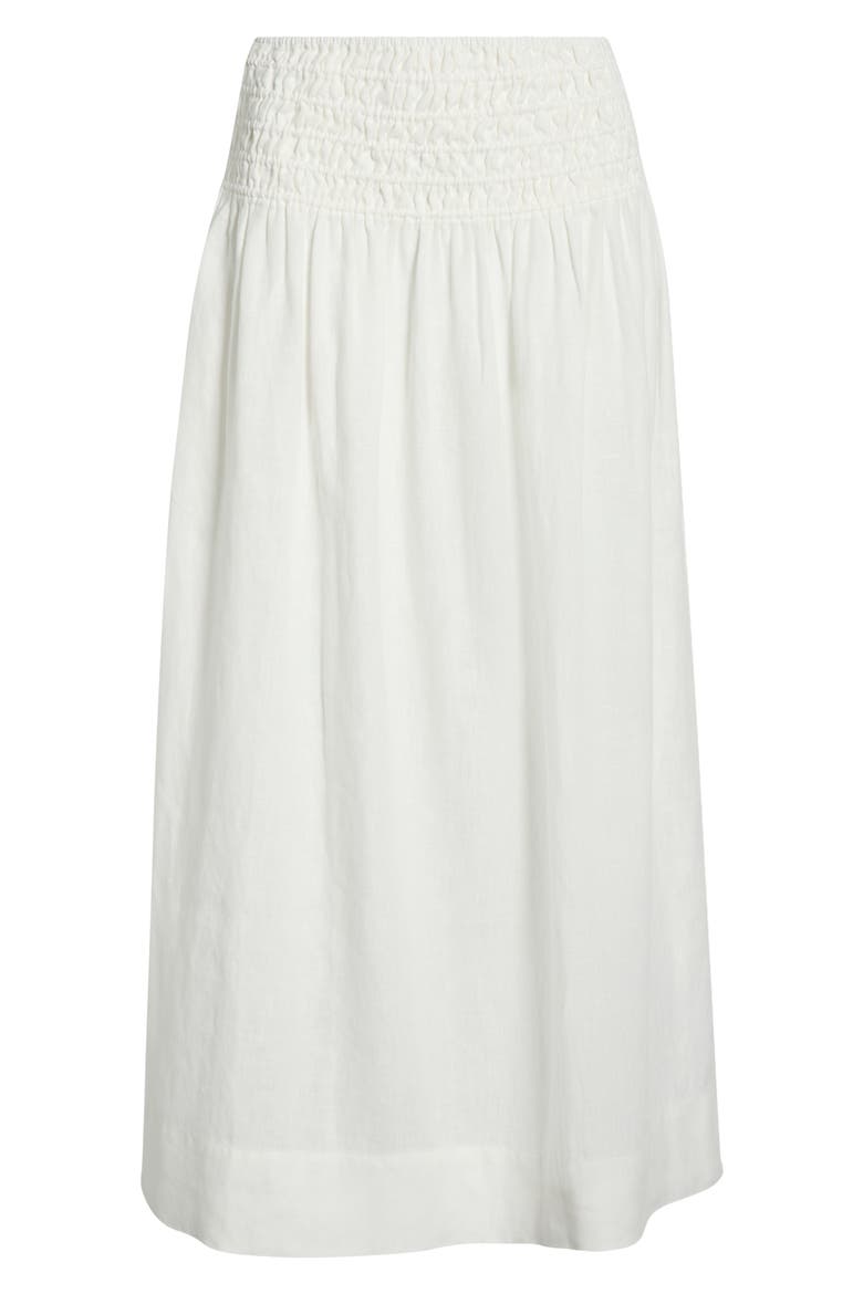 Alessa Smock Waist Linen Blend Maxi Skirt, Alternate, color, WHITE LINEN