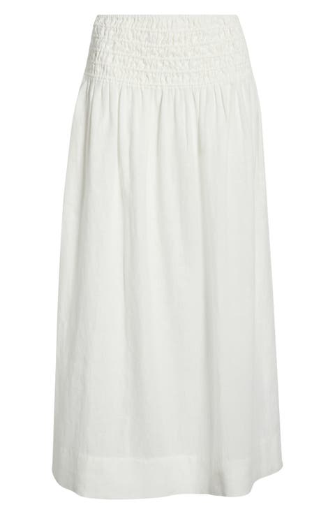 Alessa Smock Waist Linen Blend Maxi Skirt