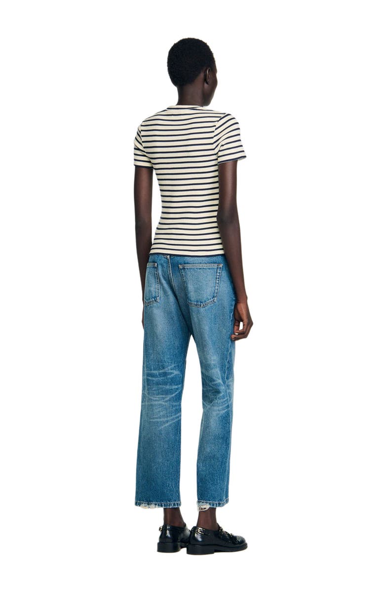 SANDRO Rhinestone heart T-shirt, Alternate, color, Ecru