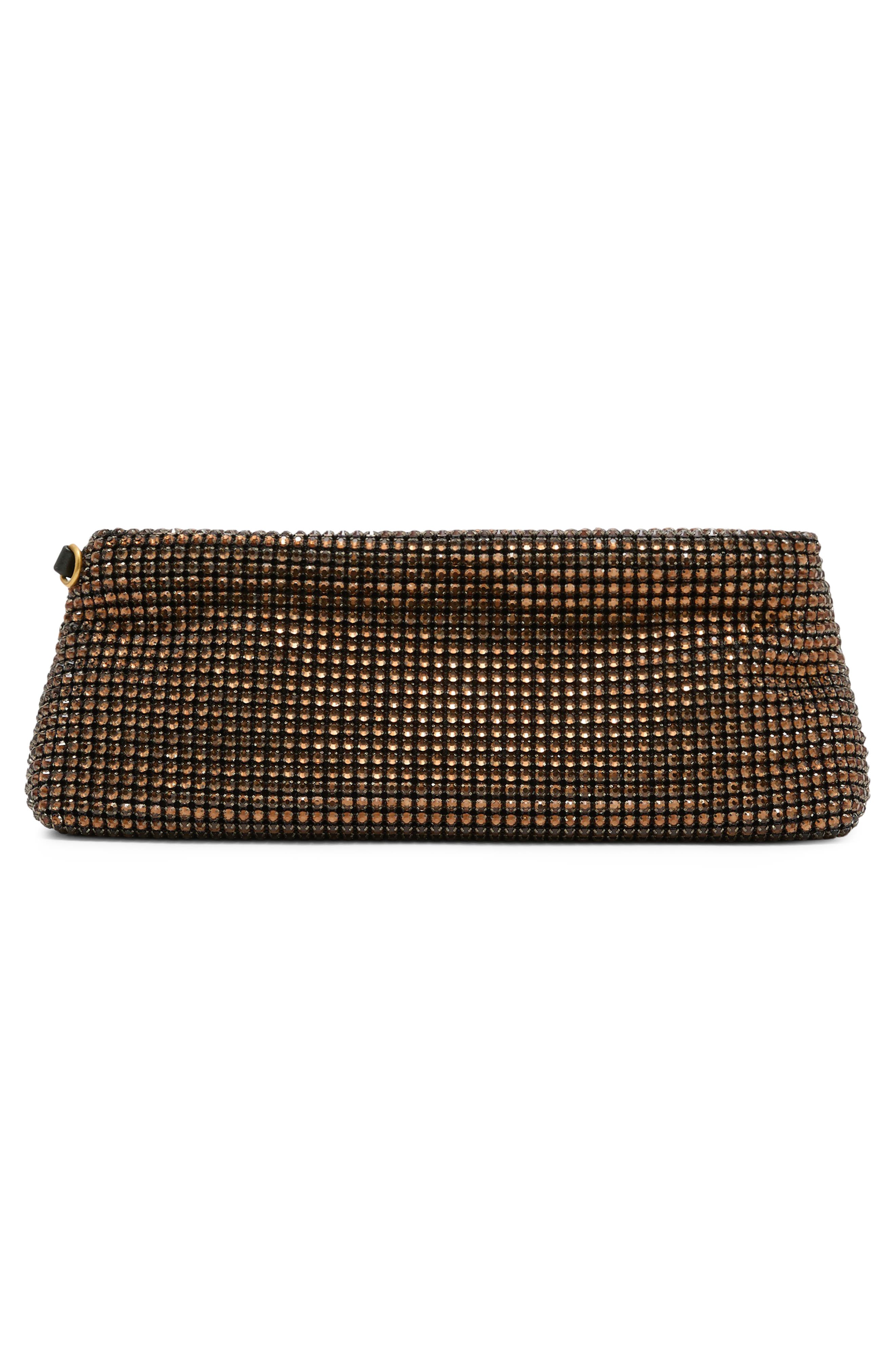 Olga Crystal Embellished Clutch, Alternate, color, CHOCOLATE