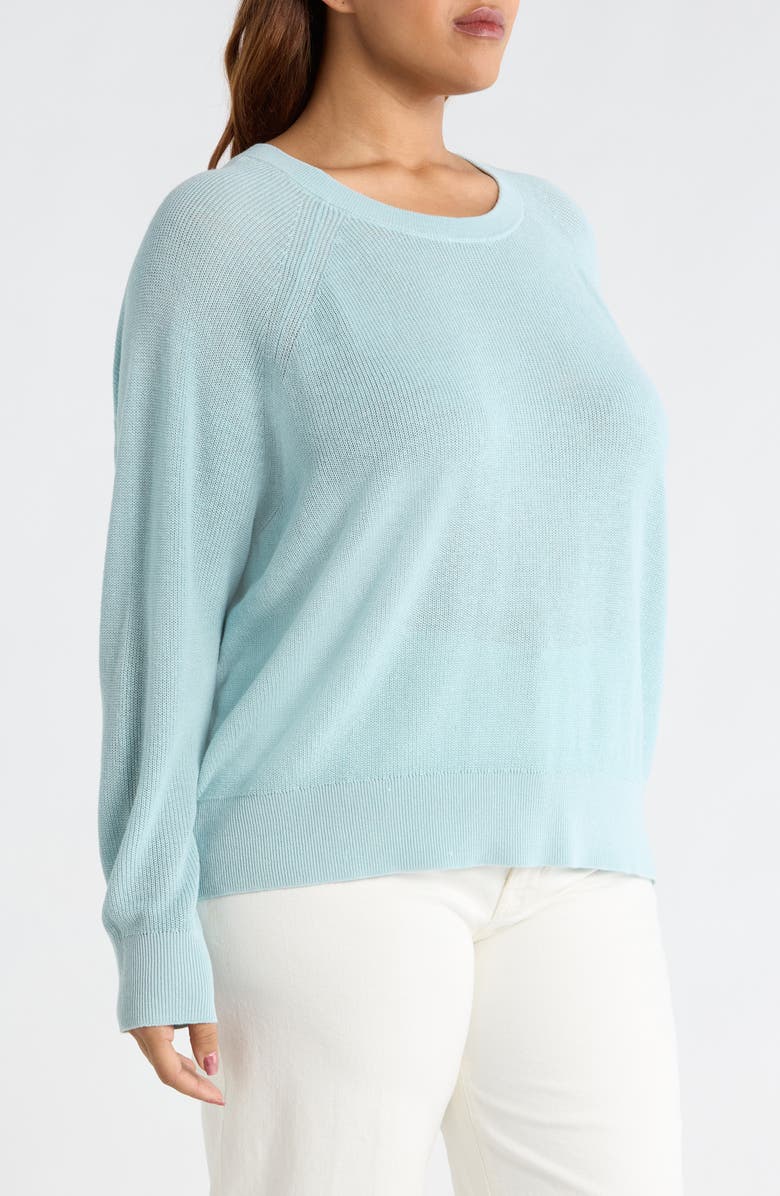Eileen Fisher Organic Linen & Cotton Blend Crewneck Sweater, Alternate, color, Breeze