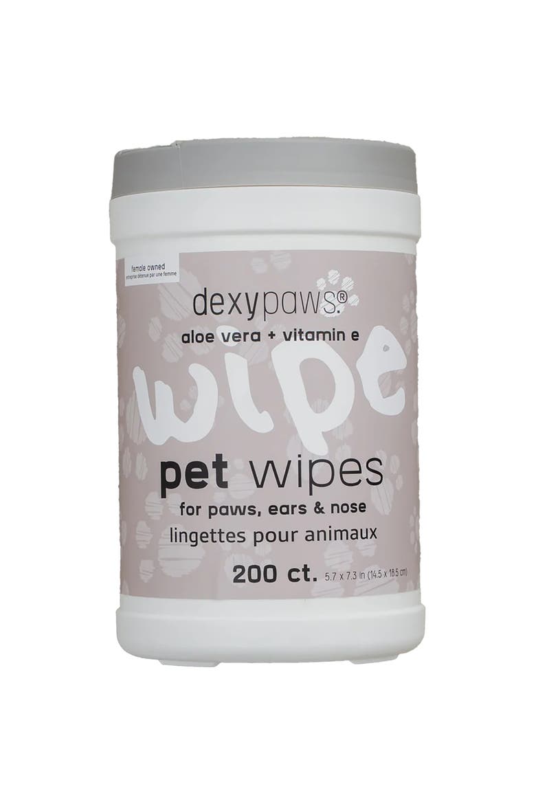 Pet Cleansing Wipes Canister, Aloe Vera & Vitamin E, 200ct, Main, color, Multicolored