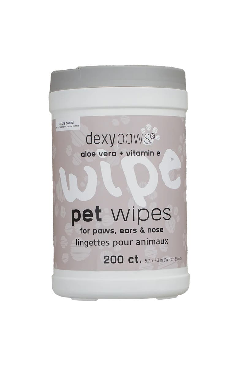 Dexypaws Pet Cleansing Wipes Canister, Aloe Vera & Vitamin E, 200ct, Main, color, Multicolored