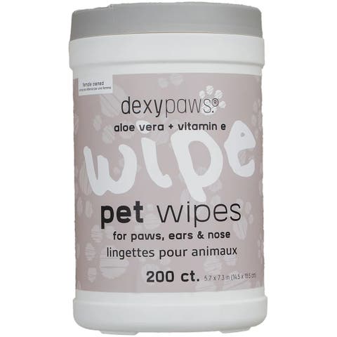 Pet Cleansing Wipes Canister, Aloe Vera & Vitamin E, 200ct