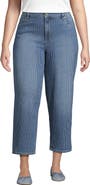 Lands' End Plus Size Soft Denim Mid Rise Relaxed Straight Crop Jeans