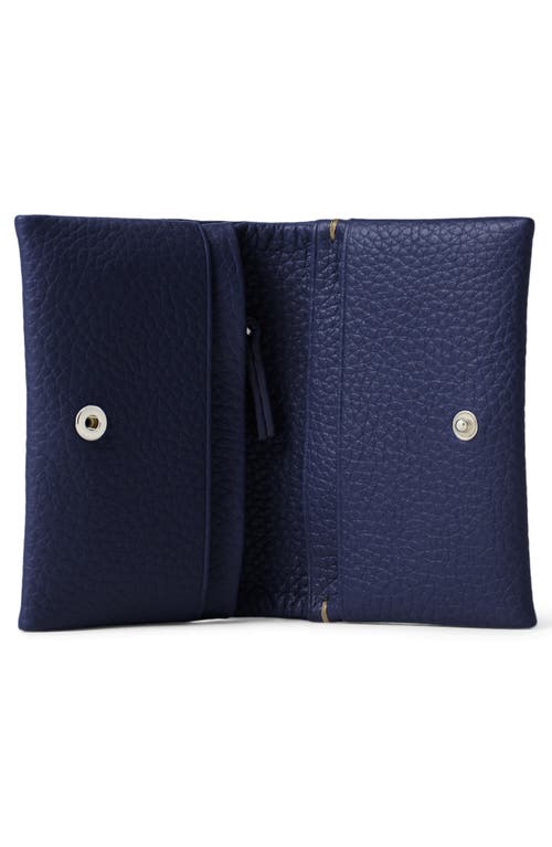 Polo Ralph Lauren Shiny Drum Pebble Leather Card Case In Red