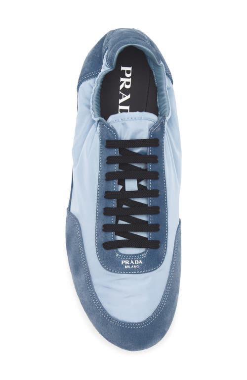 Prada Collapse Re-nylon And Suede Elasticized Sneakers In Blue