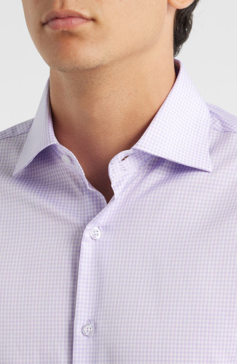 ZANETTI Grid Check Dress Shirt, Alternate, color, Lavender/ White