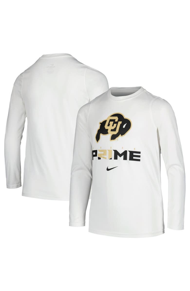 Nike Youth Nike White Colorado Buffaloes Coach Prime Legend Performance Long Sleeve T-Shirt, Alternate, color, 