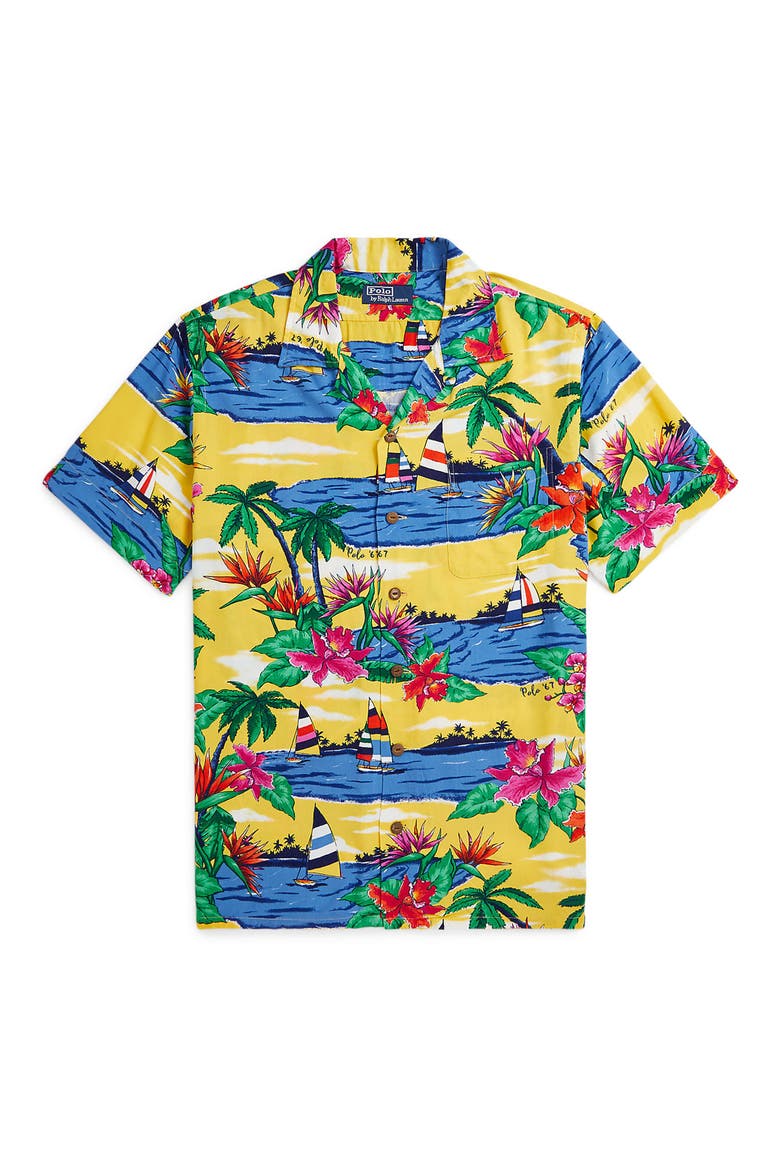 Sailboat Print Camp Shirt, Alternate, color, 6324 CLUB SAIL