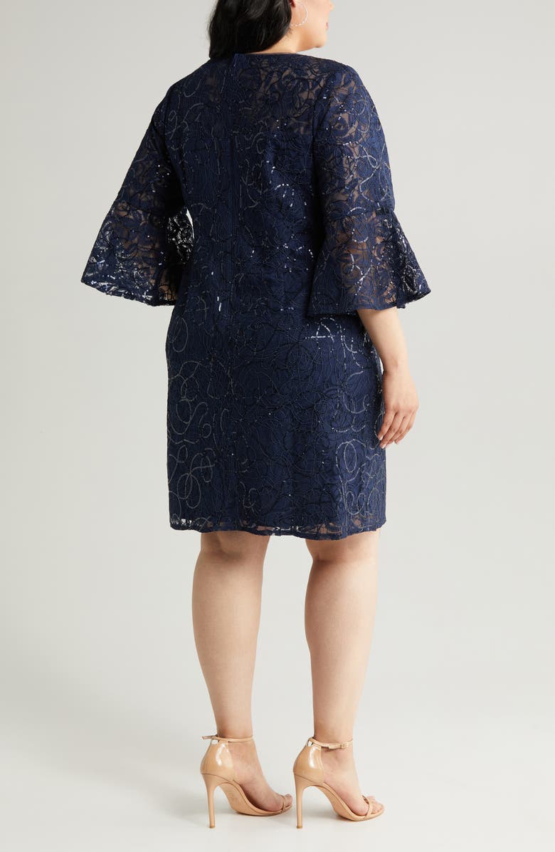 green emerald velvet dress Alex Evenings Sequin Lace Long A-Line Dress with 3/4 Sleeve Illusion Jacket Wedgewood / 8 main image 1