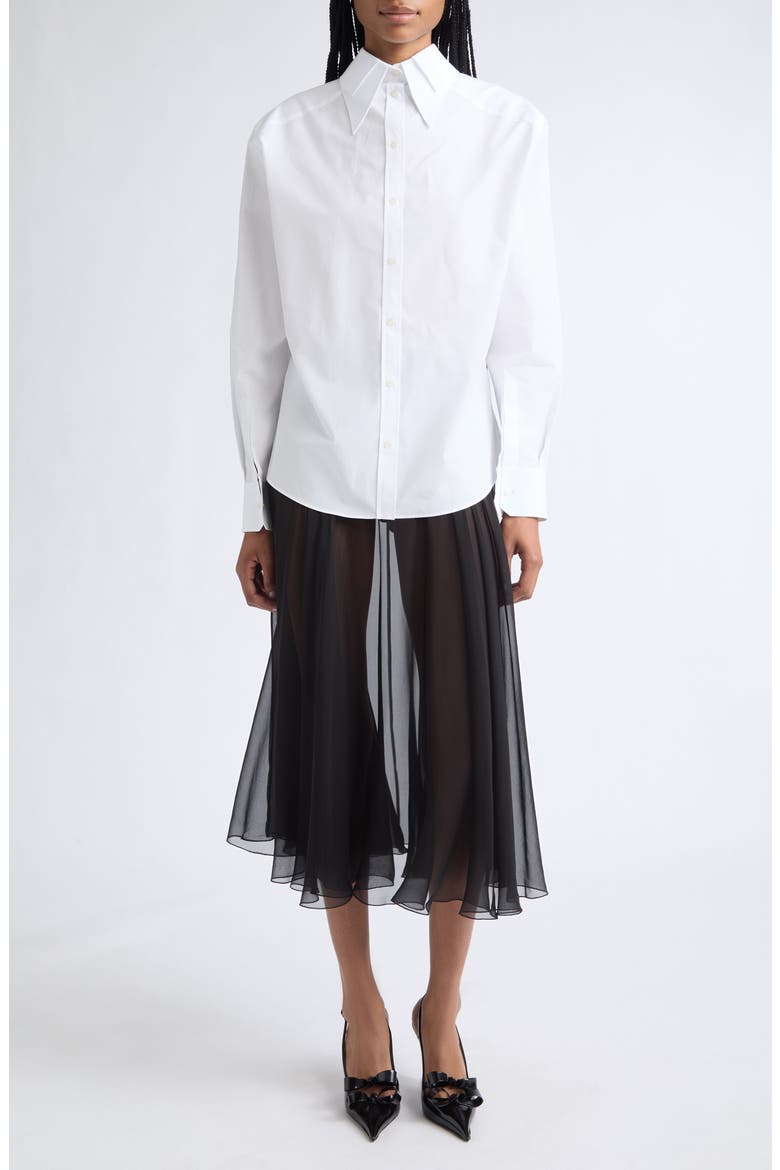 Silk Chiffon Midi Skirt, Alternate, color, BLACK