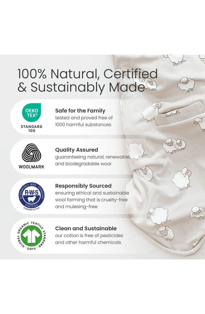 WOOLINO 4 Season Ultimate Organic Cotton & Merino Wool Wearable Blanket, Alternate, color, Birch Gray