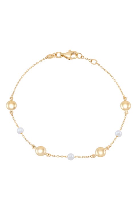 Bead & Cultured Freshwater Pearl Station Bracelet