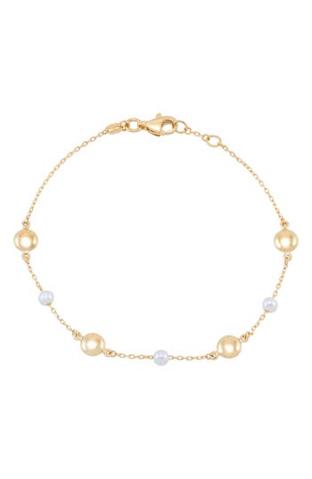 Frankie & Zoe Bead & Cultured Freshwater Pearl Station Bracelet In Gold