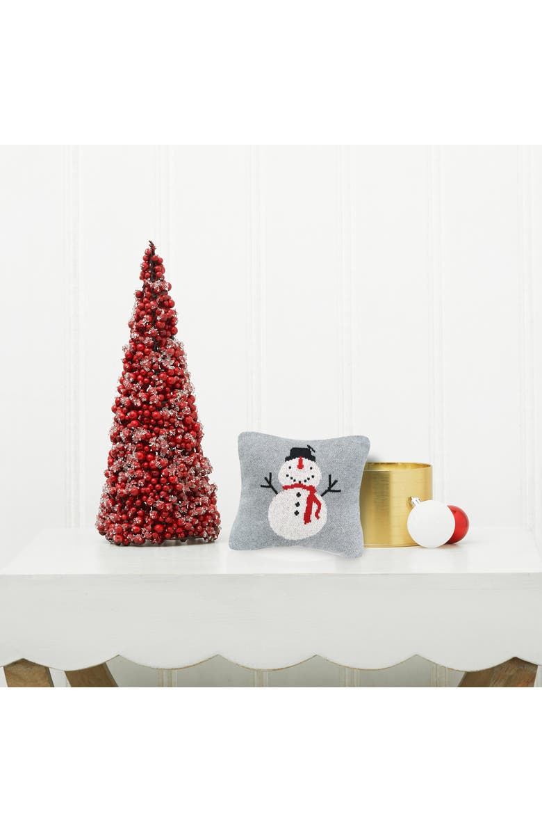 C&F Home Snowman Knitted Mini Cotton Blend Christmas Accent Pillow 10" x 10", Alternate, color, Grey