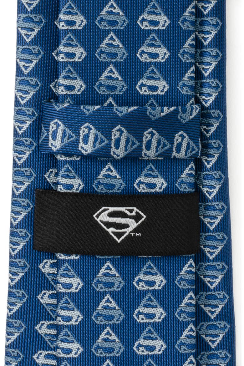 x DC Comics Superman Shield Silk Blend Tie, Alternate, color, BLUE