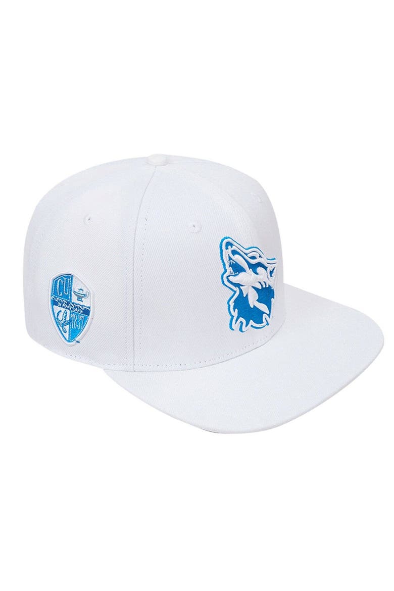 Men's Pro Standard White Cheyney Wolves Mascot Evergreen Wool Snapback Hat, Main, color, White