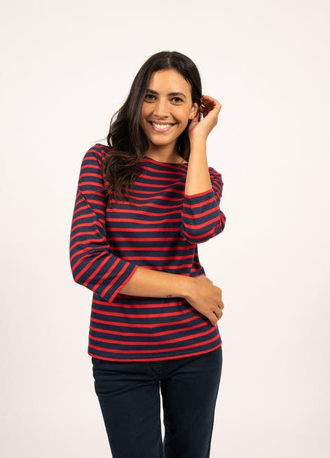 GALATHEE II - ¾ Sleeve Breton Striped Top
