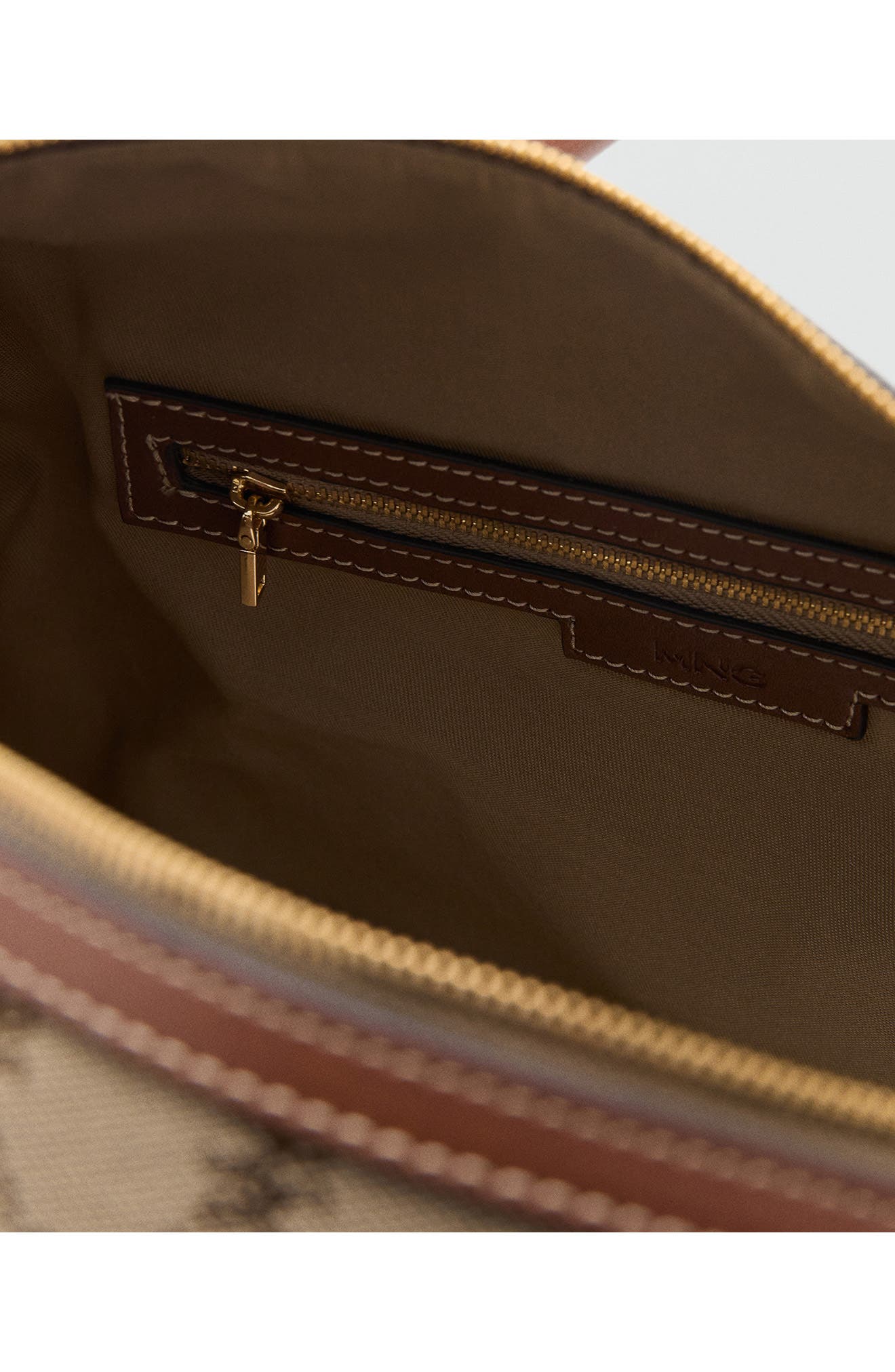 MANGO Logo Jacquard Bowling Bag, Alternate, color, Leather