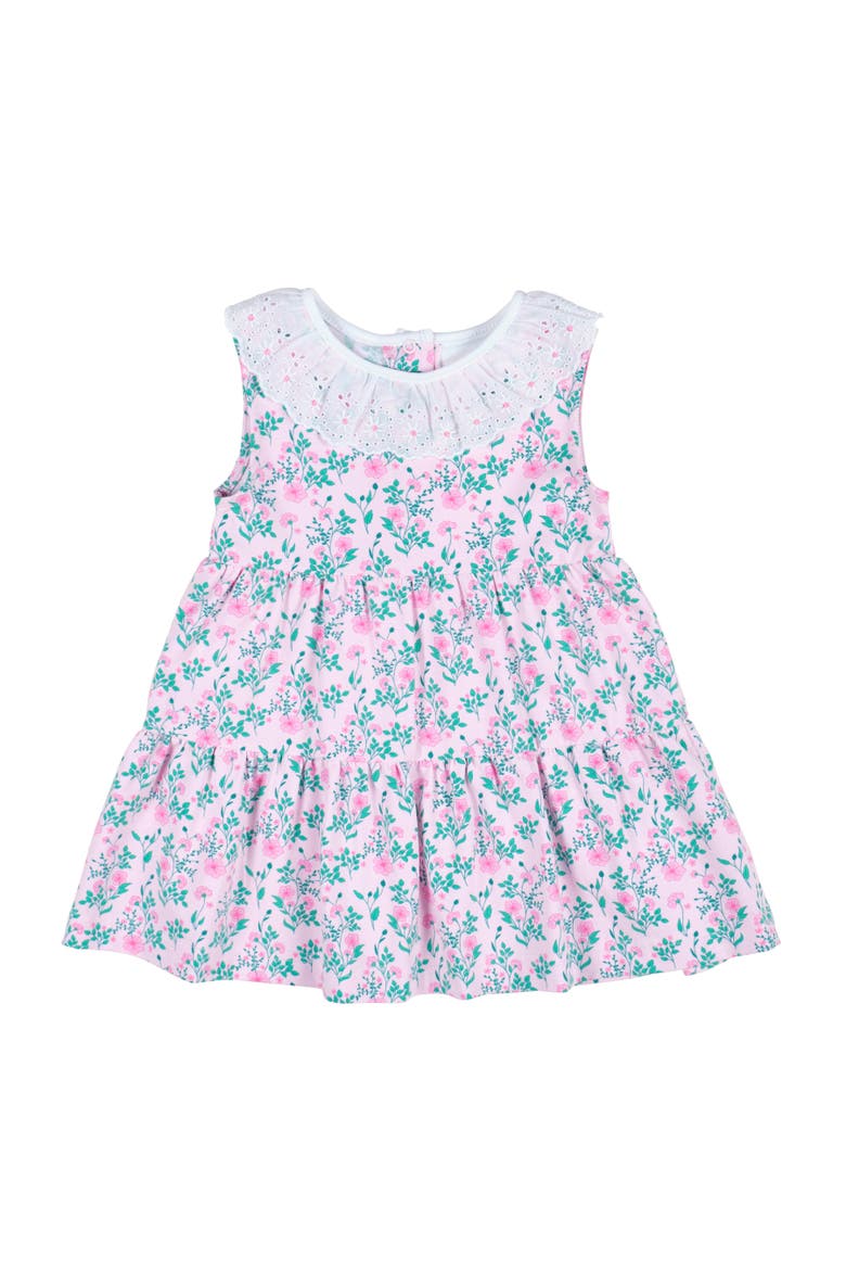 Floral Print Dress with Eyelet Collar, Main, color, Pink
