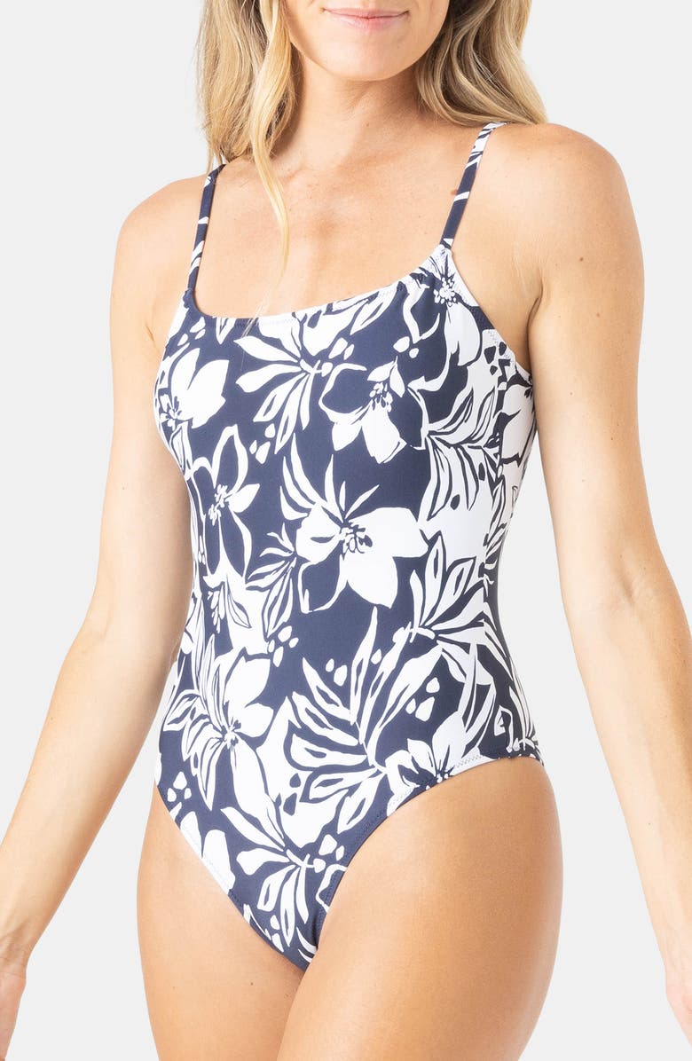 Roxy Oceanside Scoop Low Back One-Piece Swimsuit, Alternate, color, Mood Indigo