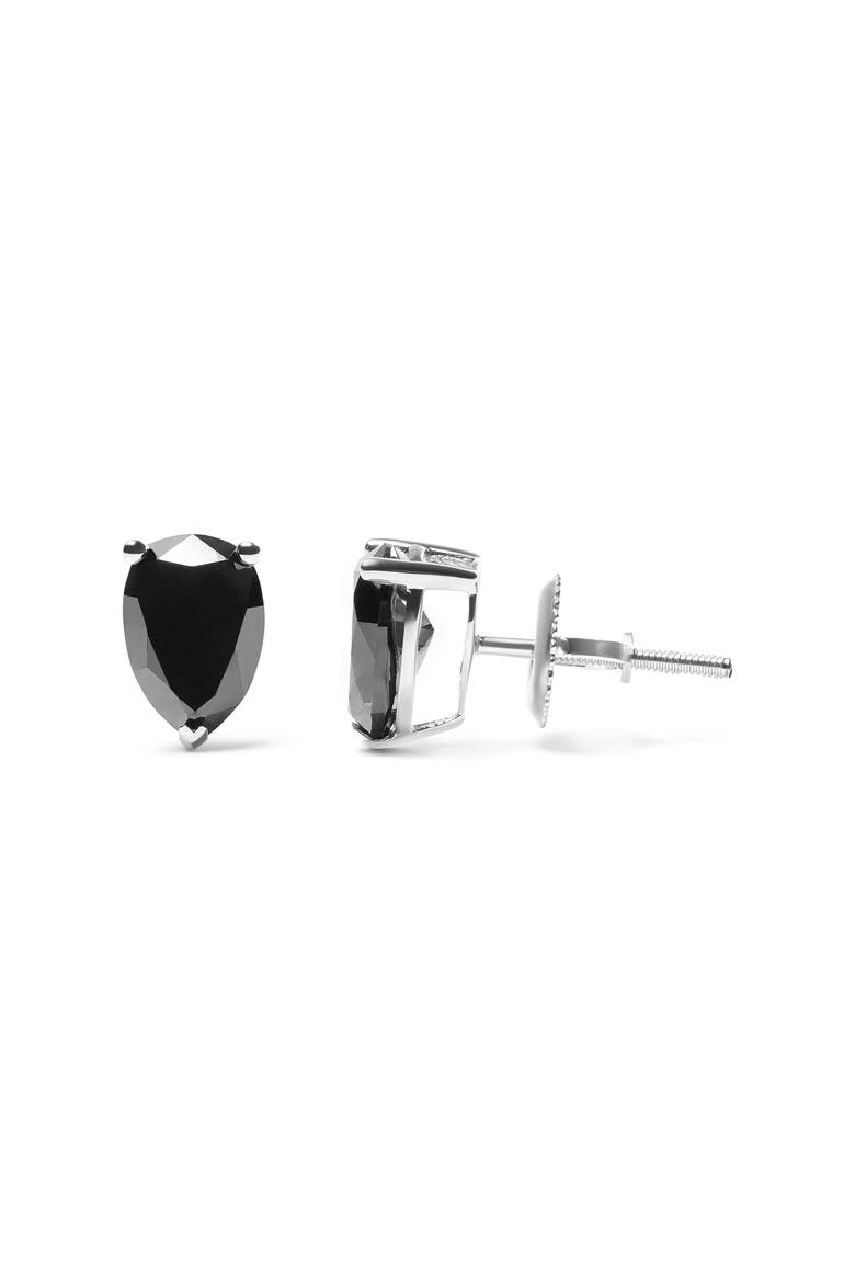 14K White Gold 2.00 Ct Pear Black Diamond Stud Earrings, Alternate, color, White
