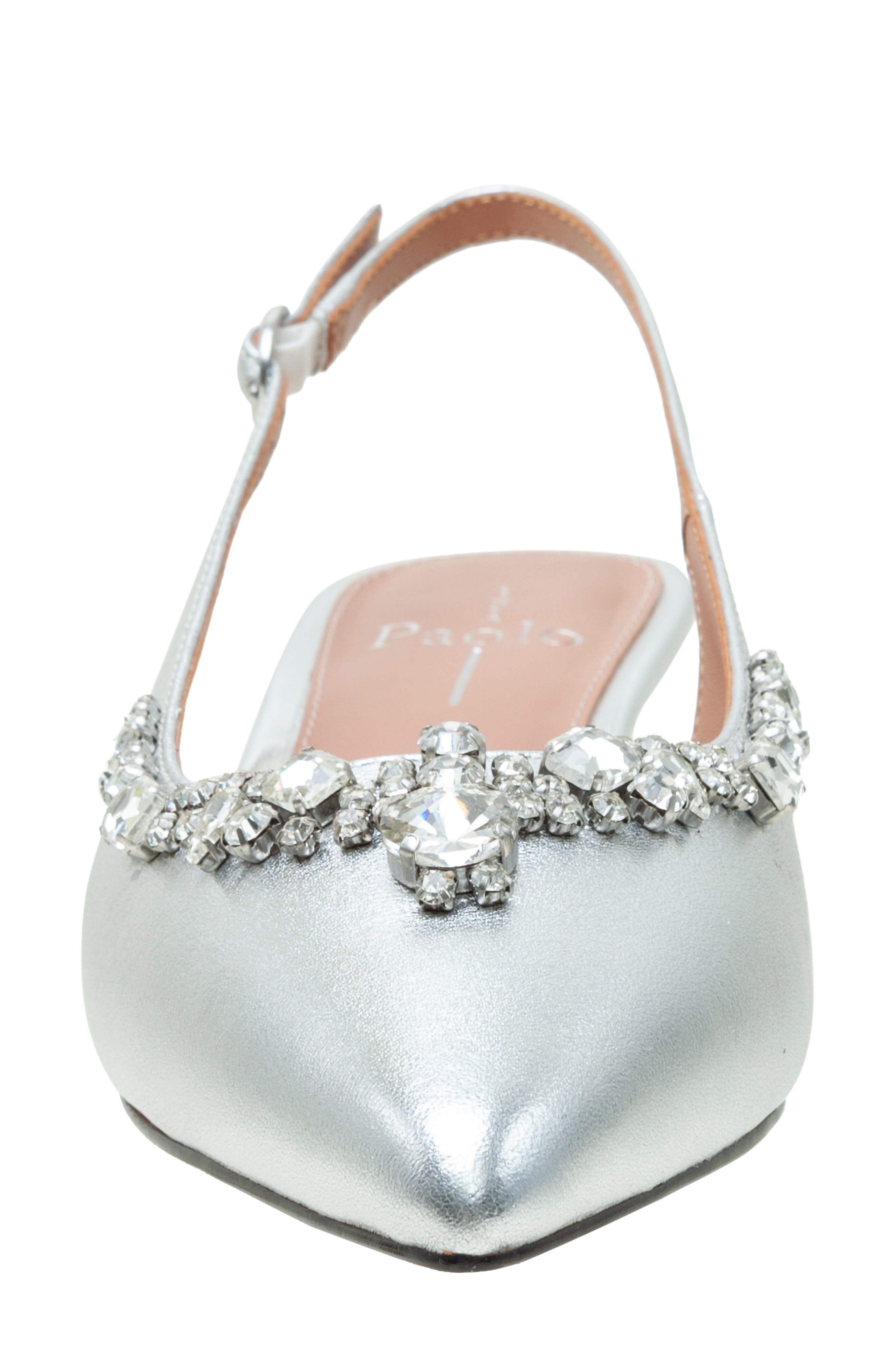 Linea Paolo Crystal Embellished Slingback Pump, Alternate, color, Silver