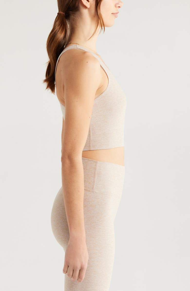 Zella Renew Mélange Support Crop Tank, Alternate, color, Tan Thread Melange