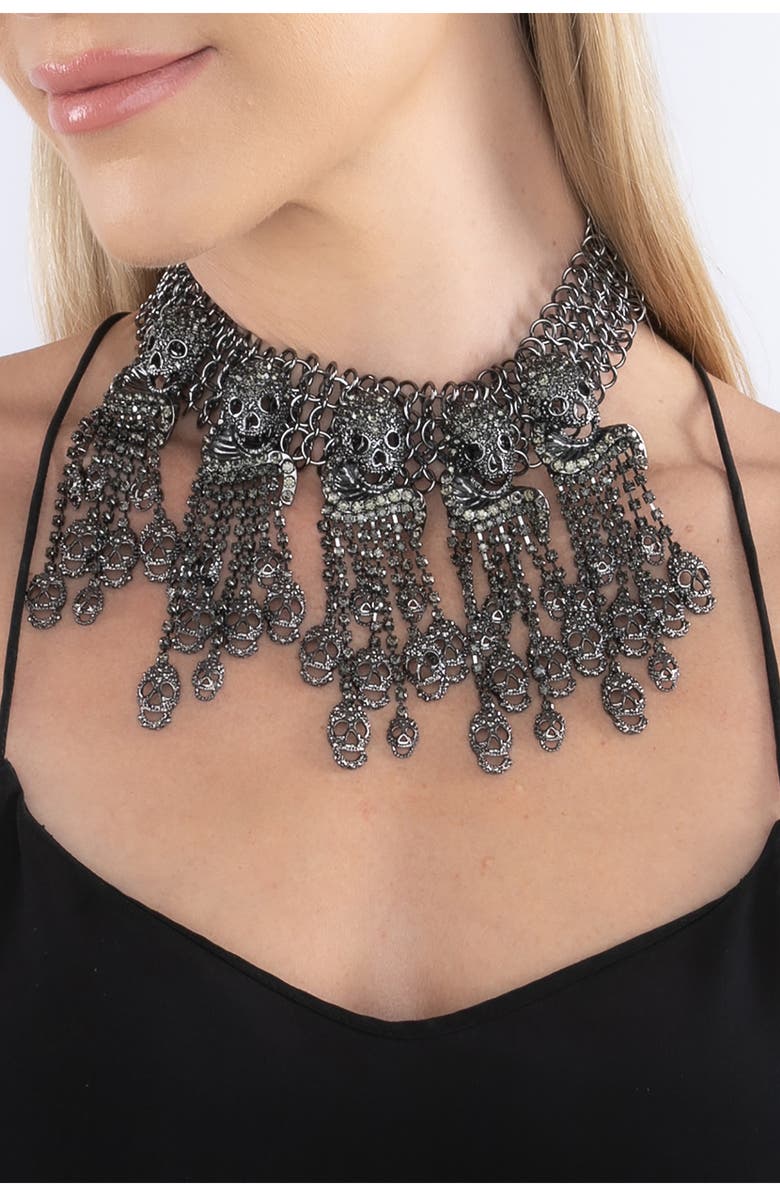 EYE CANDY LOS ANGELES Skull My Neck Necklace, Alternate, color, Gun-Metal