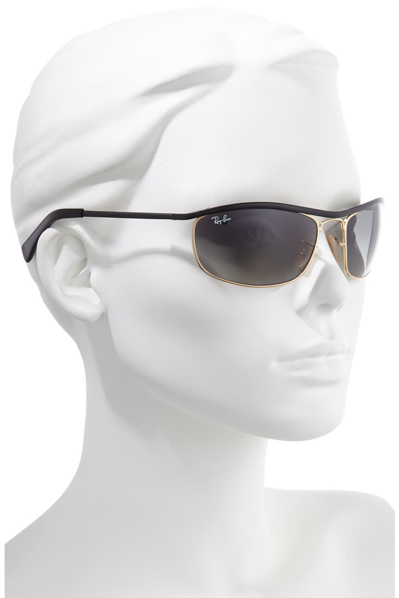 62mm Rectangle Sunglasses, Alternate, color, GOLD/ BLACK GRADIENT