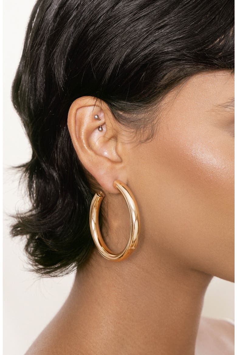 Large Thick Classic Hoop Earrings, Alternate, color, GOLD