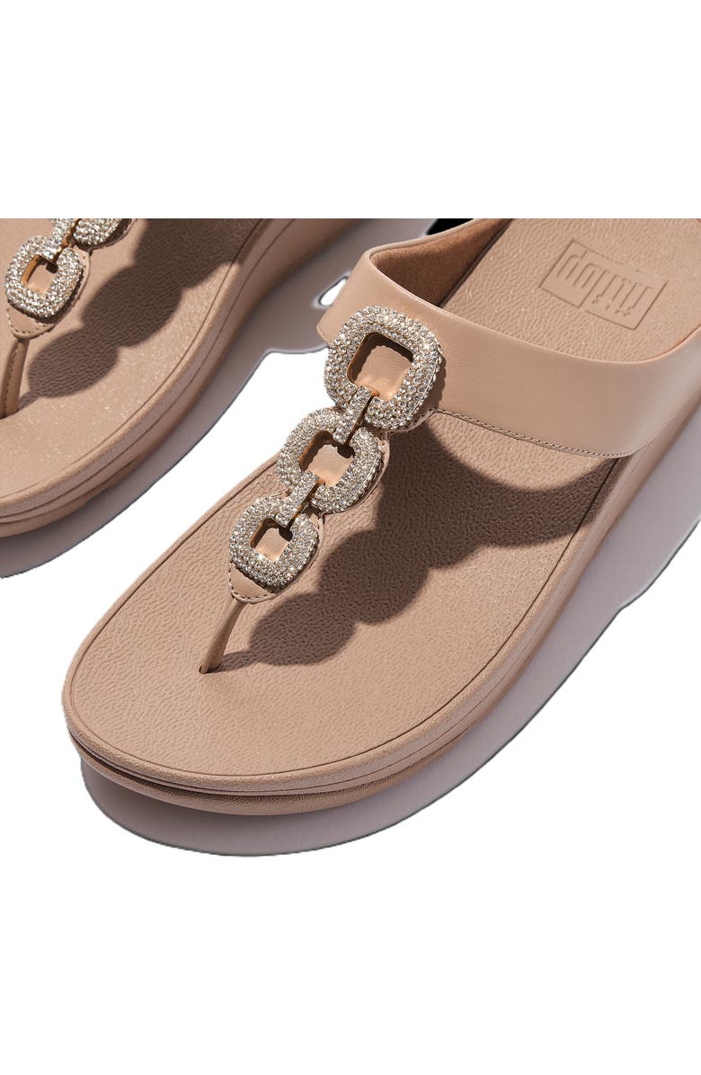 FitFlop Fino Crystal Chain Toe Post Sandals, Alternate, color, Classic Beige