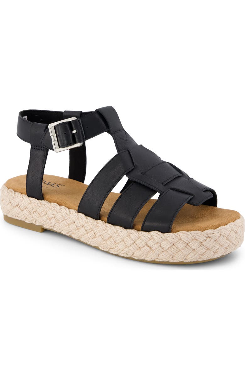 TOMS Jac Platform Fisherman Sandal, Main, color, Black