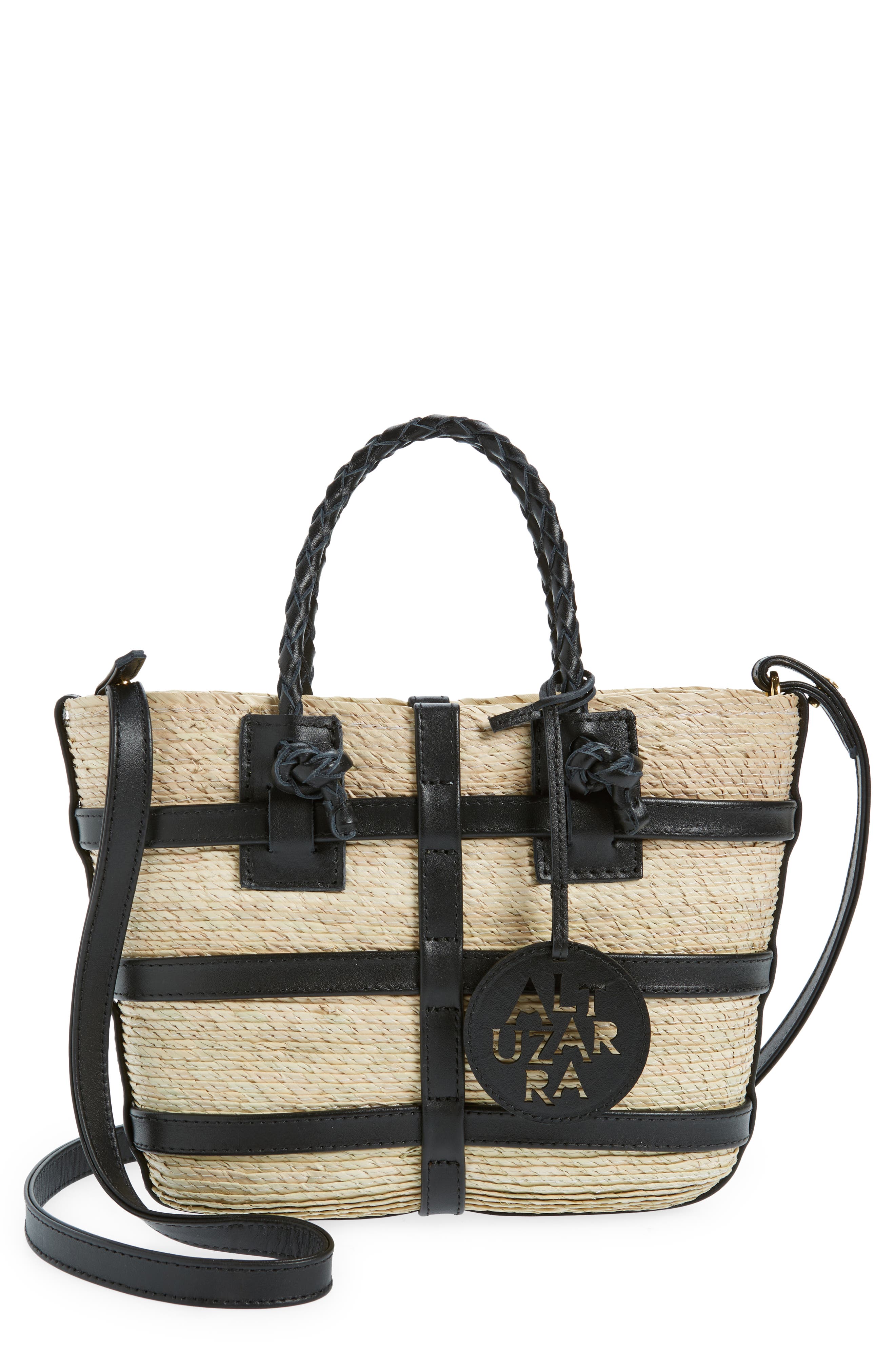 Altuzarra Mini Watermill Woven Palm Tote, Main, color, 