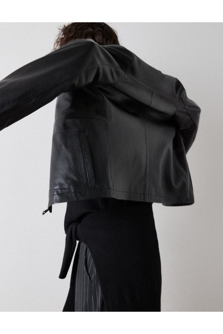 Kate Zip Leather Jacket, Alternate, color, Black