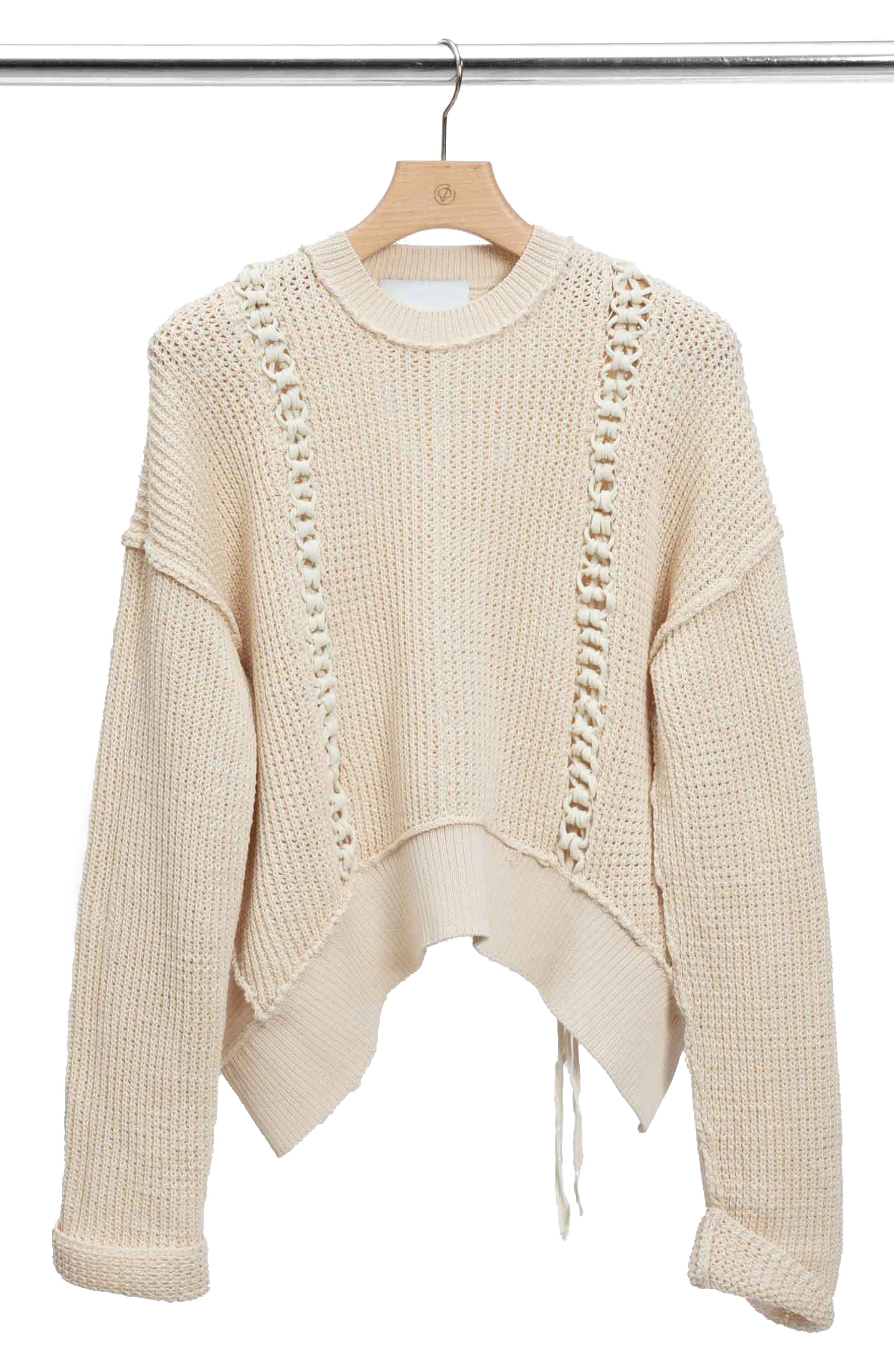 Mercerized Textured Cotton Blend Sweater