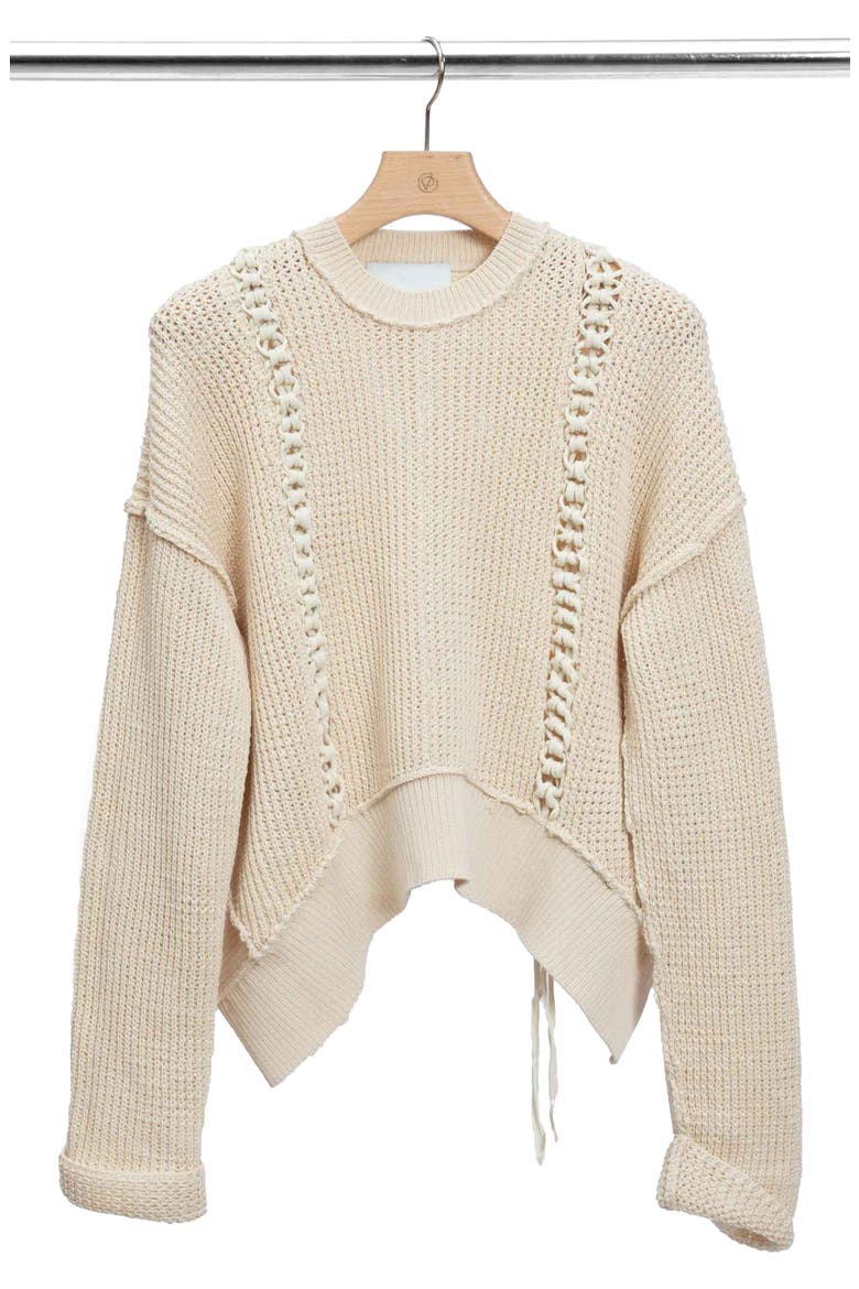 Mercerized Textured Cotton Blend Sweater, Main, color, CREAM