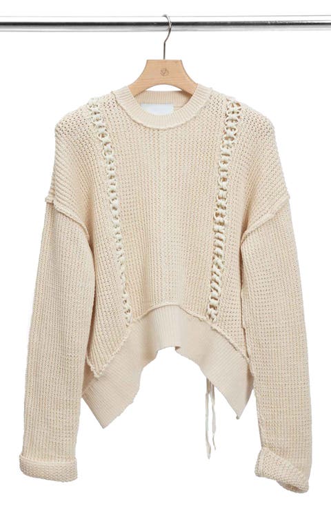 Mercerized Textured Cotton Blend Sweater