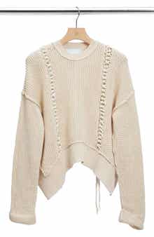 Mercerized Textured Cotton Blend Sweater