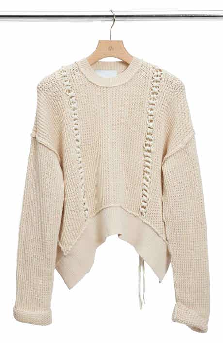 Mercerized Textured Cotton Blend Sweater