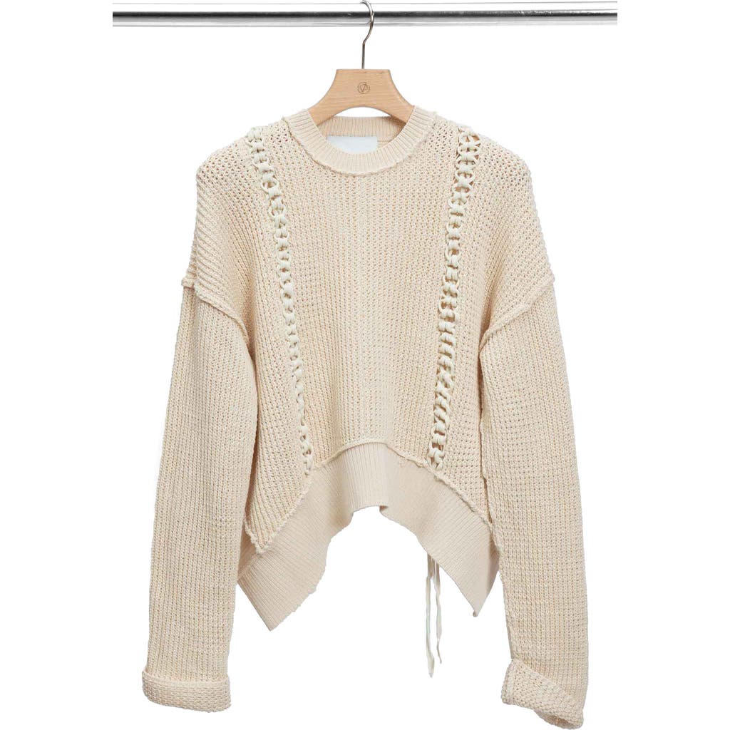 3.1 Phillip Lim Mercerized Textured Cotton Blend Sweater In White