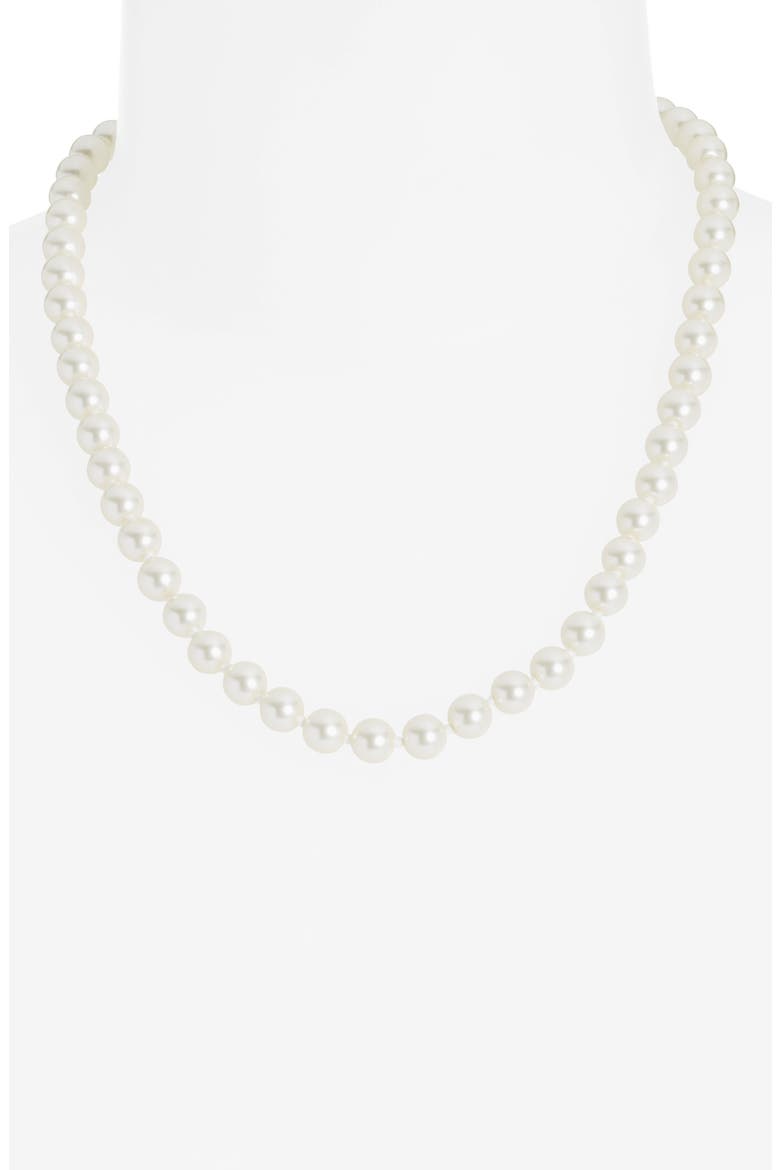 Crystal Leaf Faux Pearl Necklace, Alternate, color, GOLD