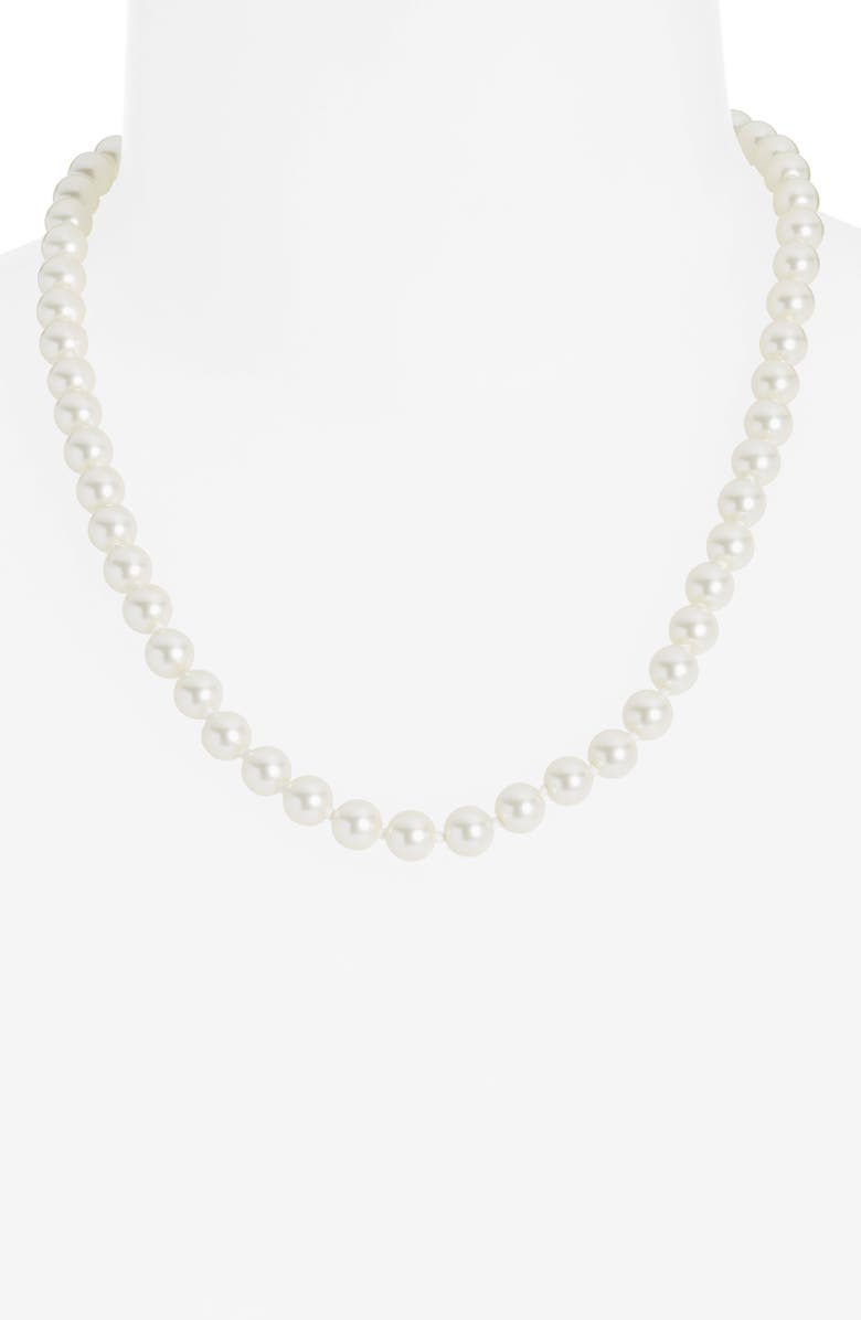 Kenneth Jay Lane Crystal Leaf Faux Pearl Necklace, Alternate, color, Gold