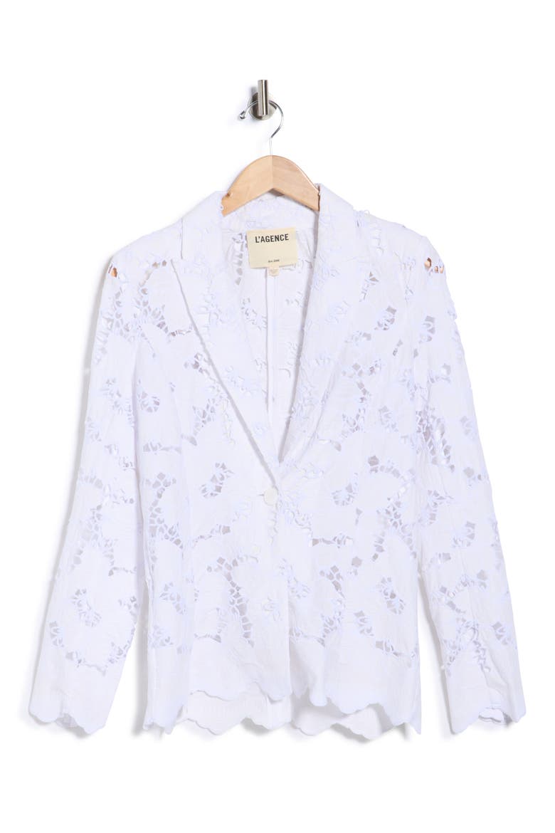 Clementine Lace Blazer, Alternate, color, WHITE
