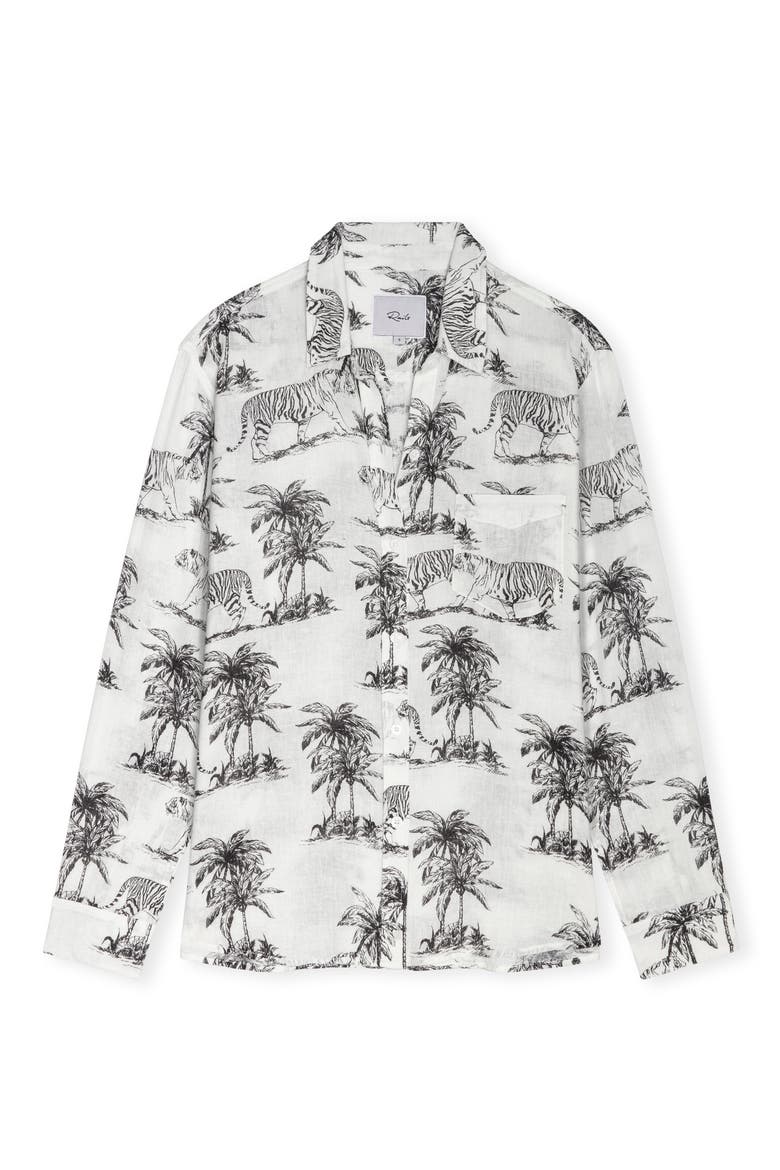 Charli Linen Blend Button-Up Shirt, Alternate, color, IVORY BENGAL