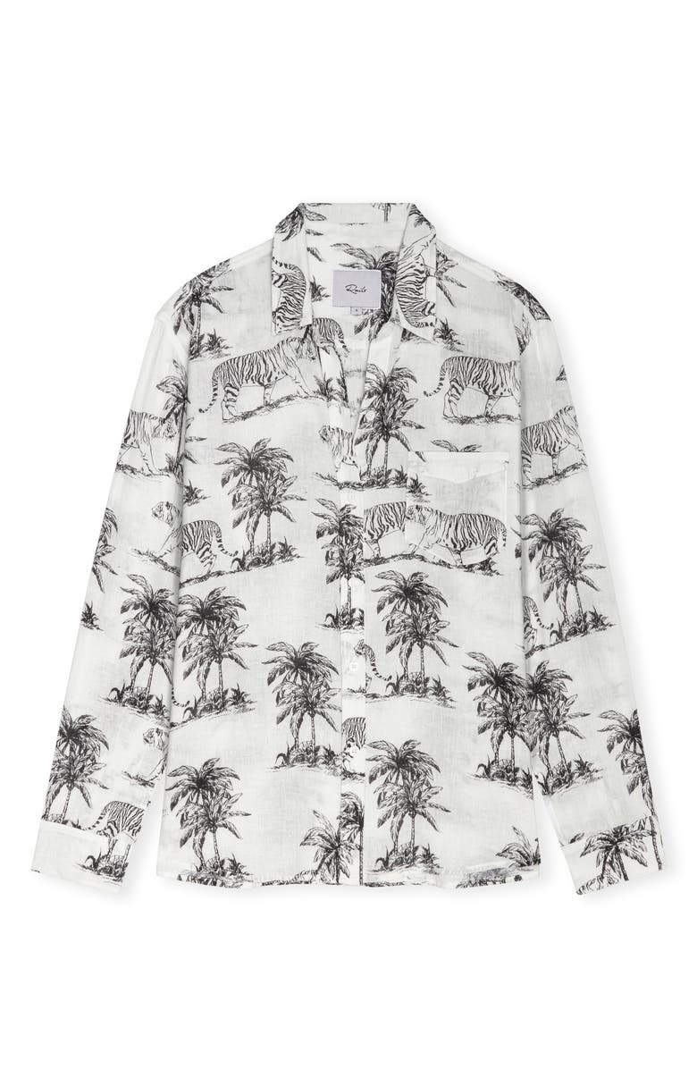 Rails Charli Linen Blend Button-Up Shirt, Alternate, color, Ivory Bengal
