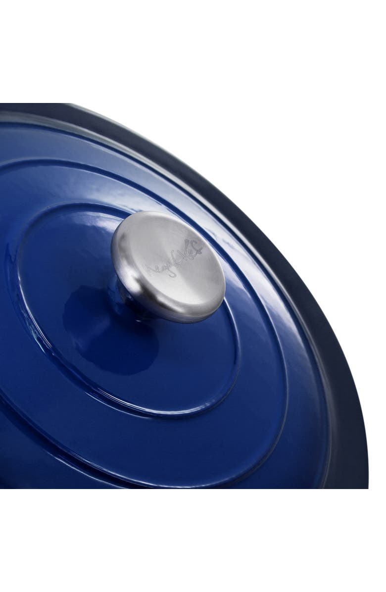 Megachef 2.7 Quart Round Enameled Cast Iron Casserole, Alternate, color, Dark Blue