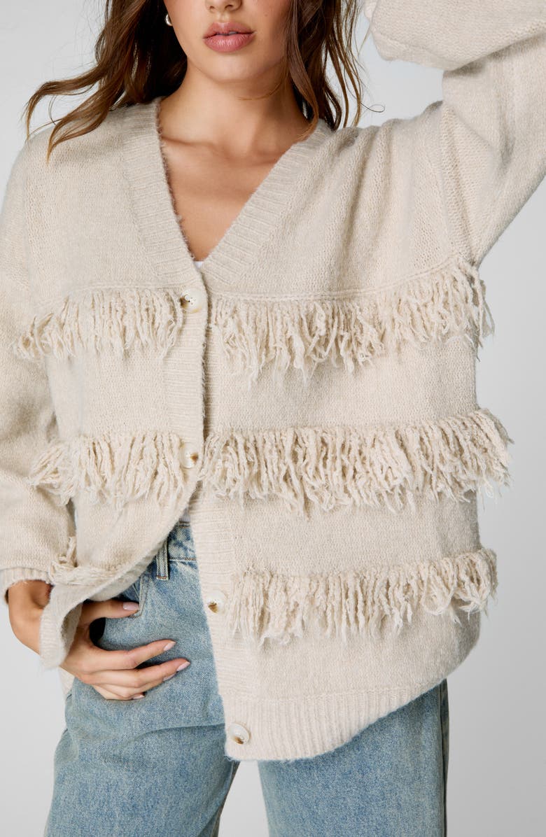 NASTY GAL Fringe Cardigan, Alternate, color, 