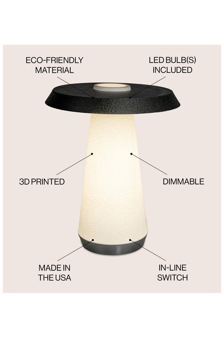 Bruno 12.25" Mid-Century Minimalist Plant-Based PLA 3D Printed Dimmable LED Table Lamp, Alternate, color, White/Black with White Shade